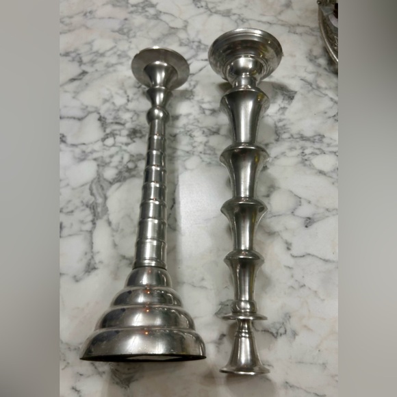Pier1  Silver Pedestal Candlestick Set of 2 - Picture 5 of 6